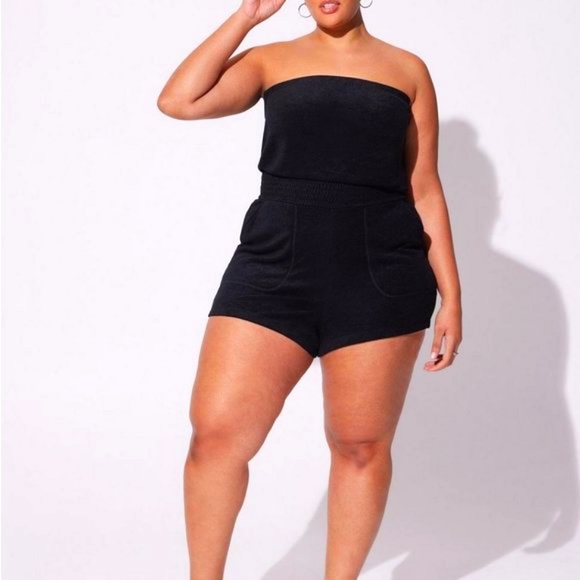 ❤️NWT TORRID PREMIUM SWIM COVER STRAPLESS TERRY ROMPER SHORTS COVER-UP PLUS SIZE - Picture 7 of 11
